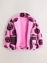Pink/Berry Smiley Zip Up Borg Jacket (3-16yrs)
