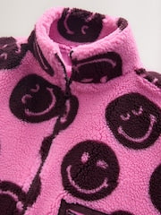 Pink/Berry Smiley Zip Up Borg Jacket (3-16yrs)