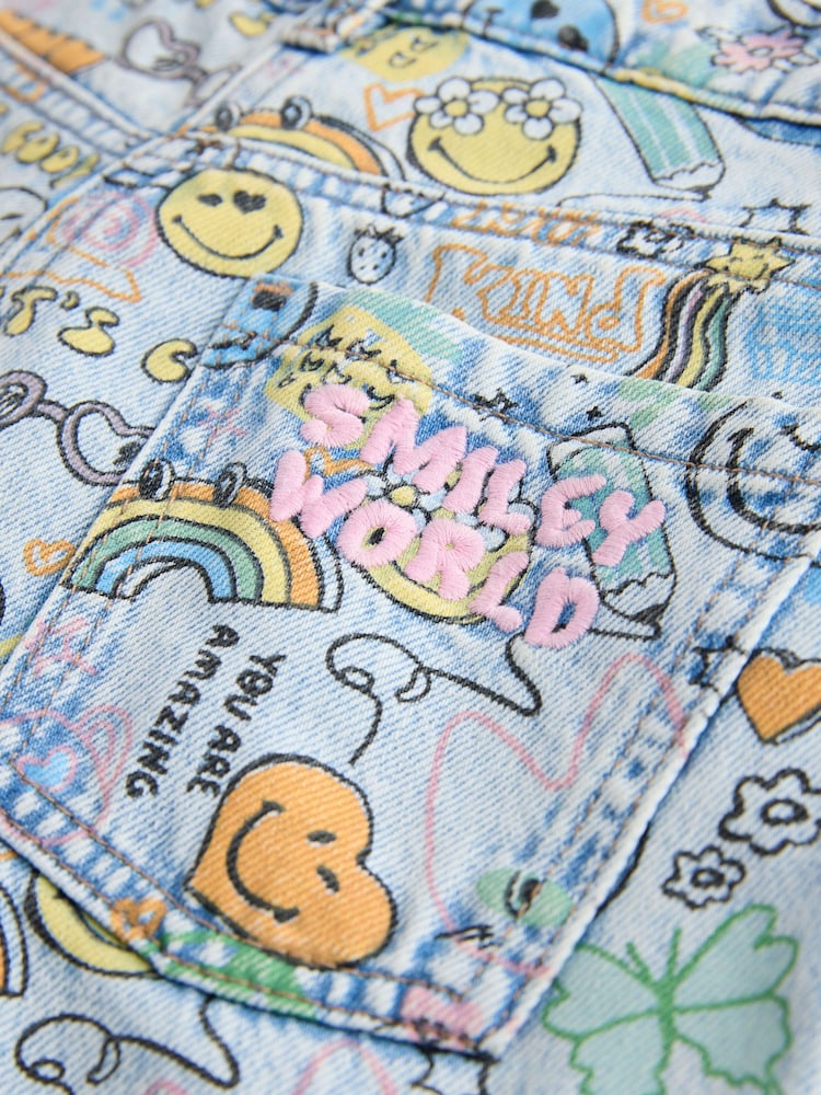 Smiley World Doodle Print Barrel Leg Jeans (3-16yrs)