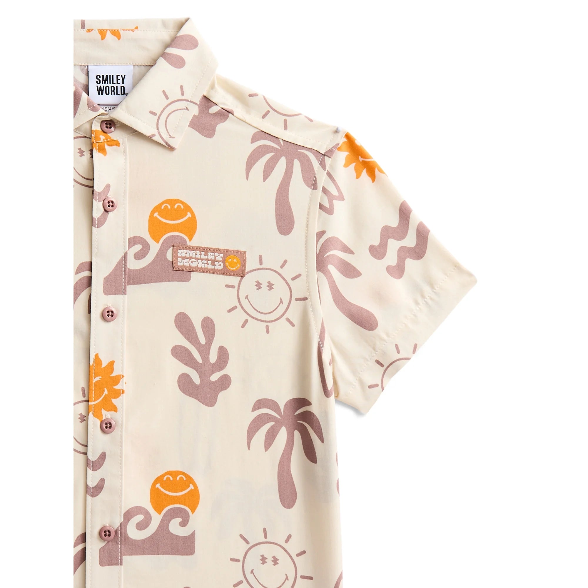 SmileyWorld Boys Graphic Button Up Resort Shirt with Short Sleeves, Sizes 4-18