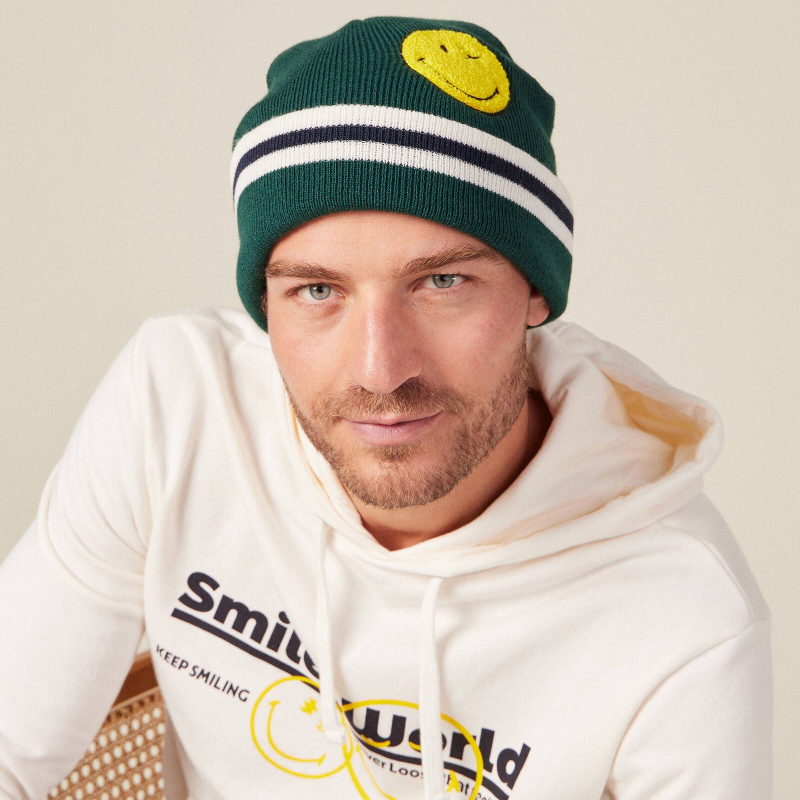 Bonnet SmileyWorld vert foncé pour homme