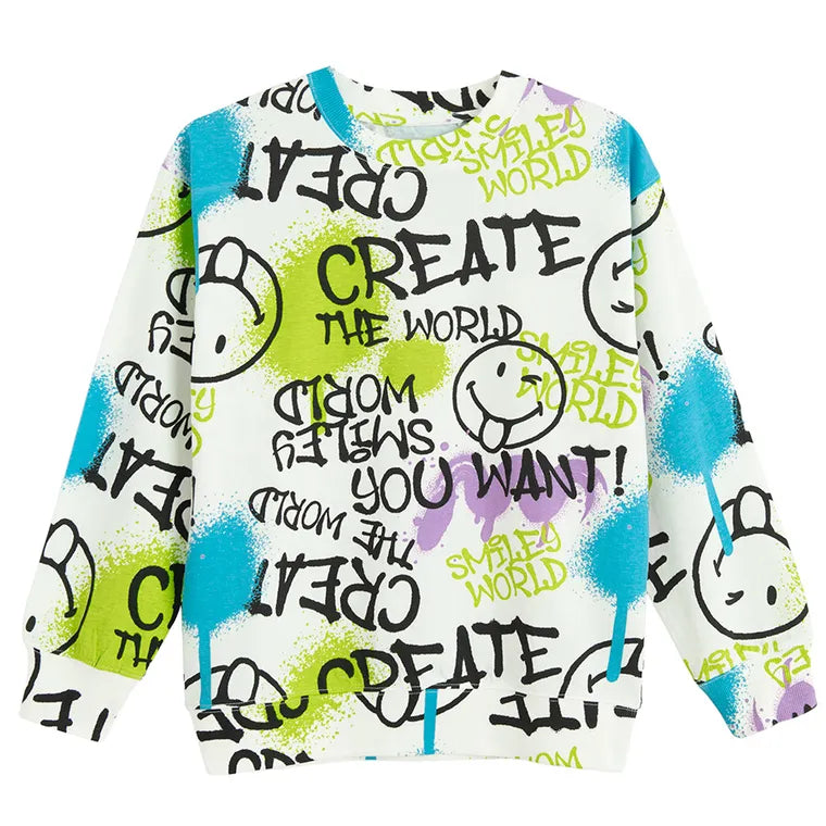 Cool Club, Boy's Long Sleeve Shirt, White, SmileyWorld