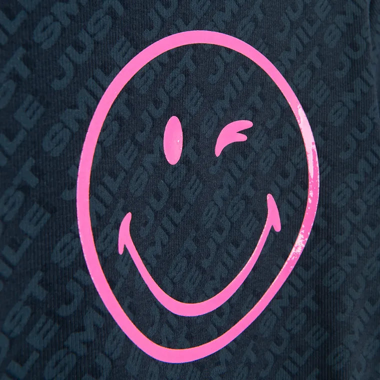 Cool Club, Girls' Set, T-shirt, Leggings, Cycling Pants, Ribbed, Black, SmileyWorld