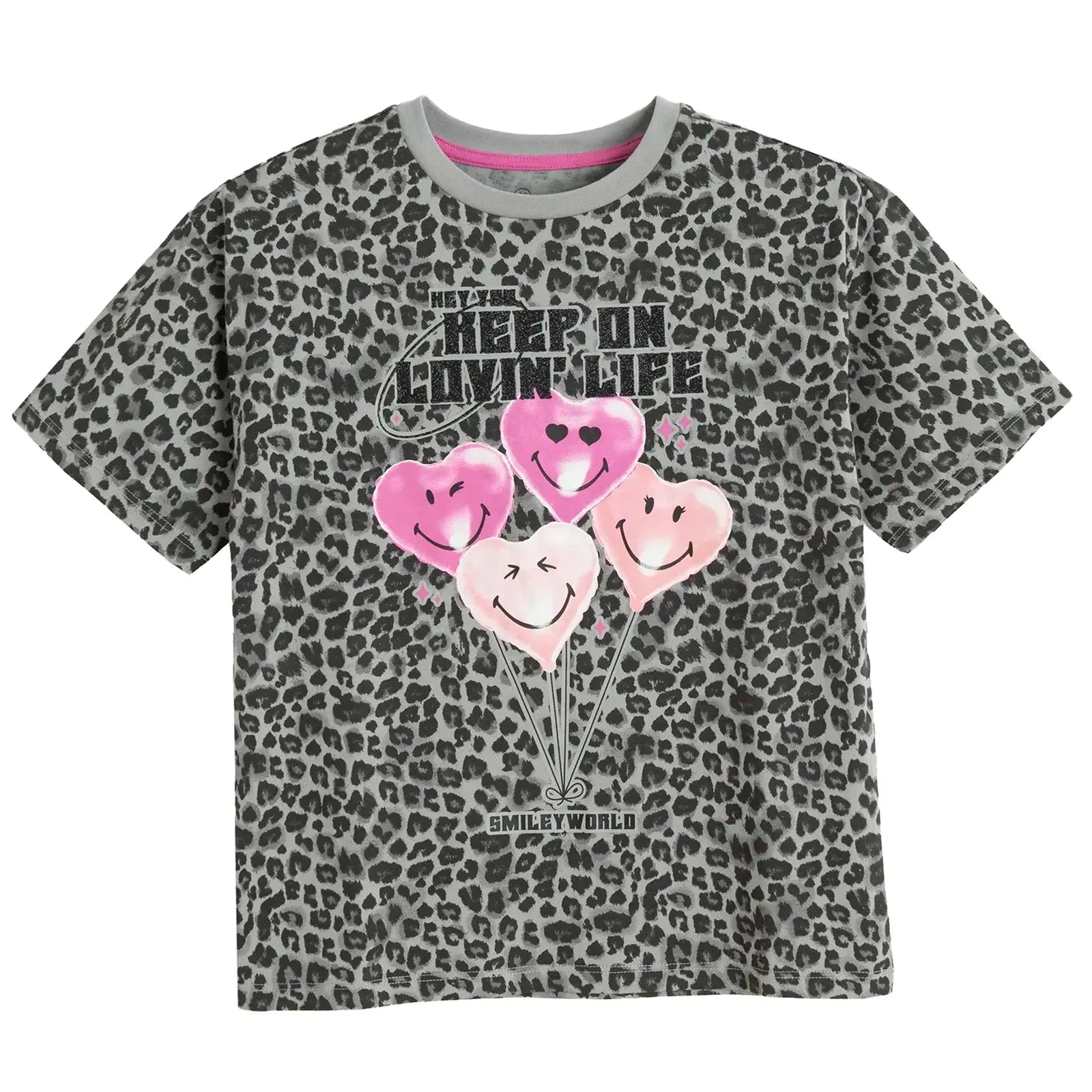 Cool Club, Girls' Loose T-Shirt, Gray, SmileyWorld®