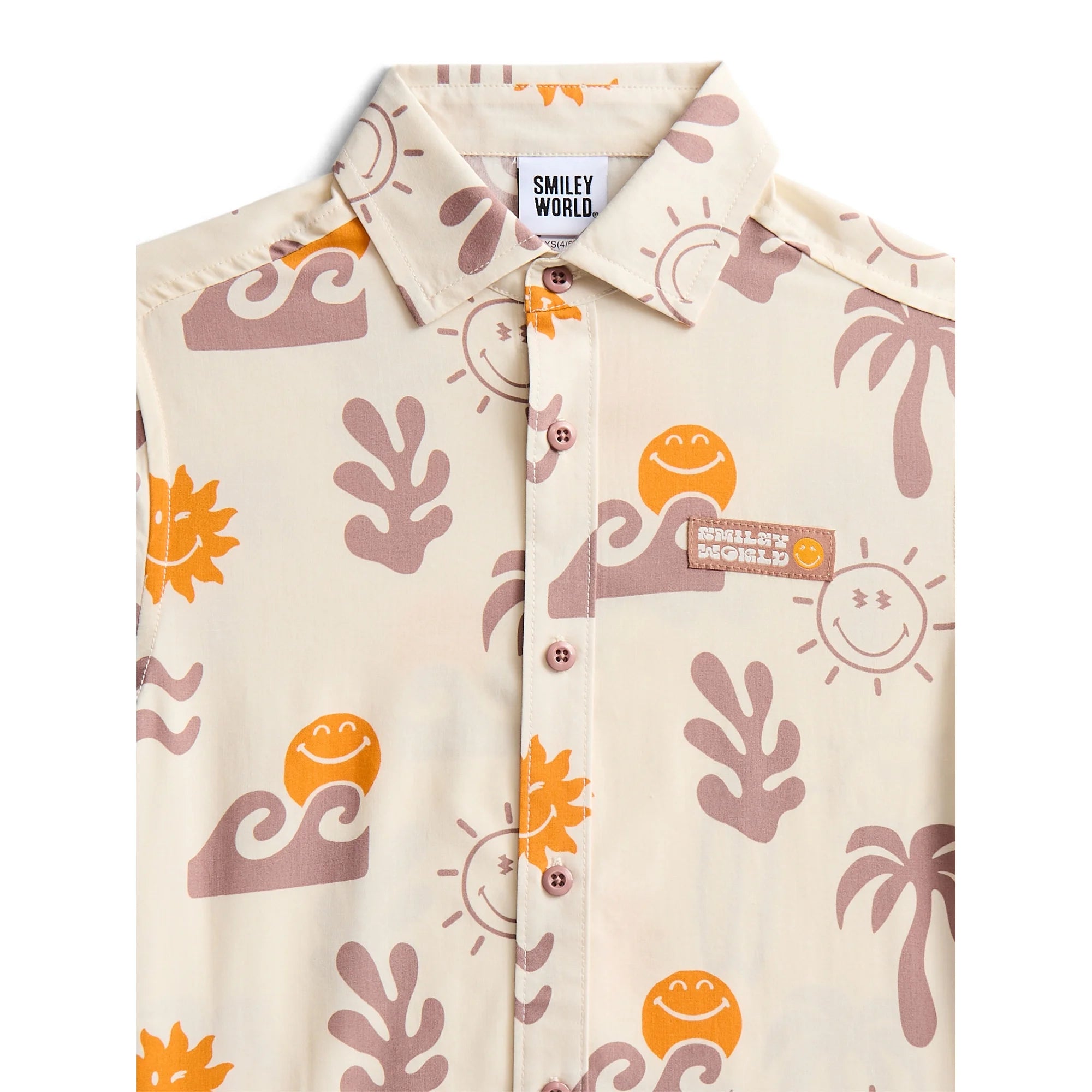 SmileyWorld Boys Graphic Button Up Resort Shirt with Short Sleeves, Sizes 4-18