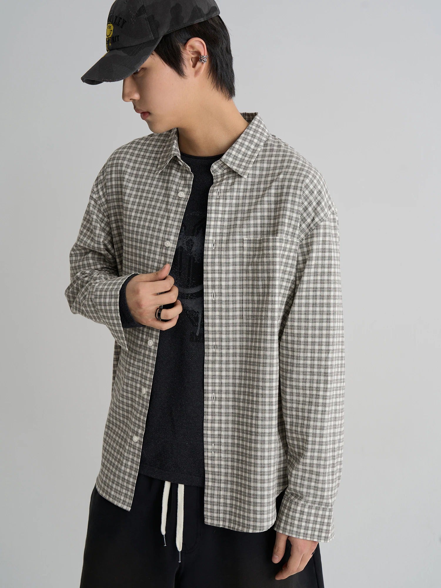 SWSMILEY® Printed Check Shirt - White