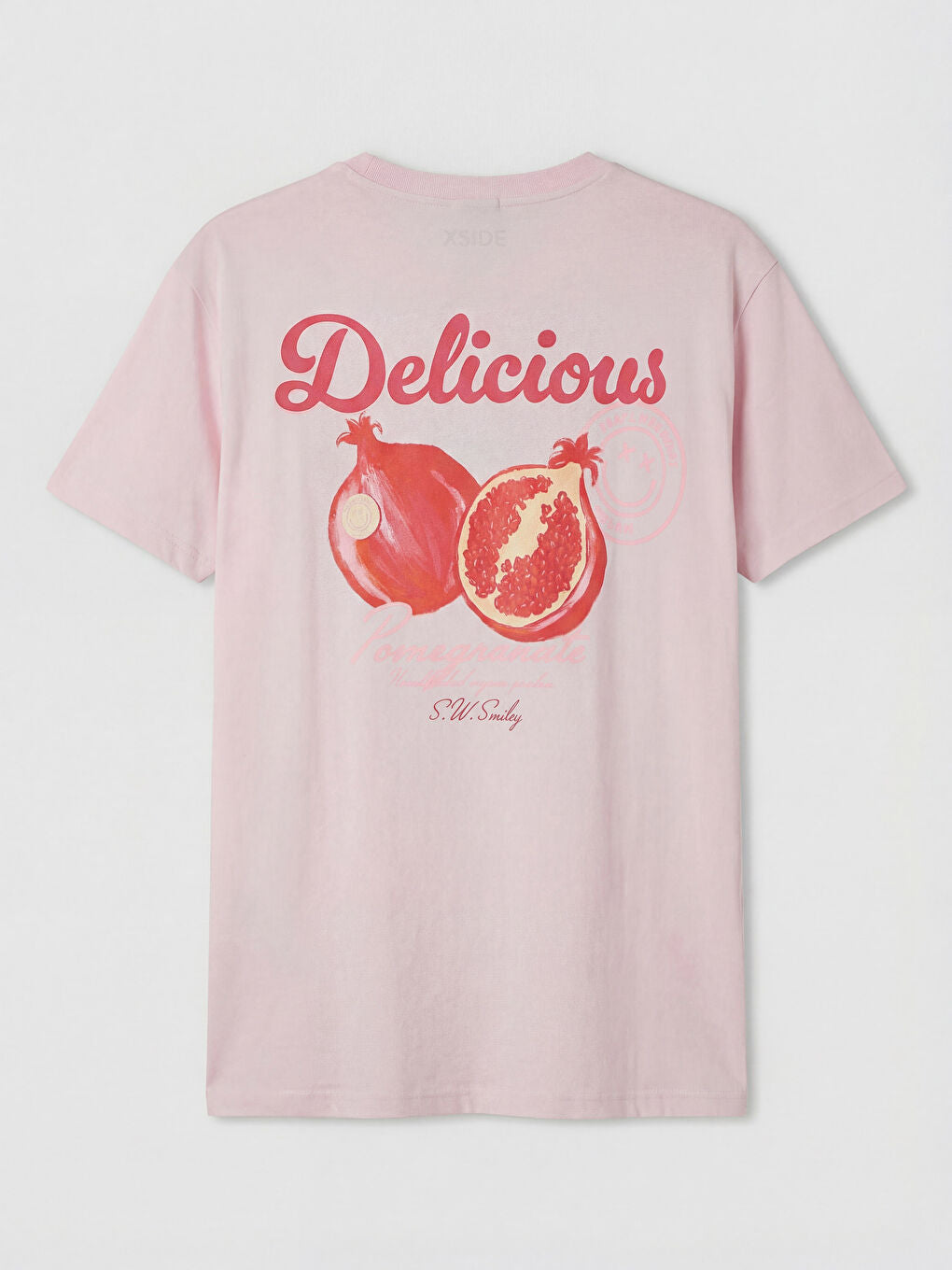 XSIDE Pink Crew Neck S.W. Smiley Print Women's T-Shirt