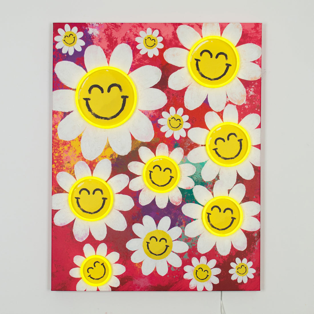 Happy Flowers: S.W.Smiley LED Neon Canvas