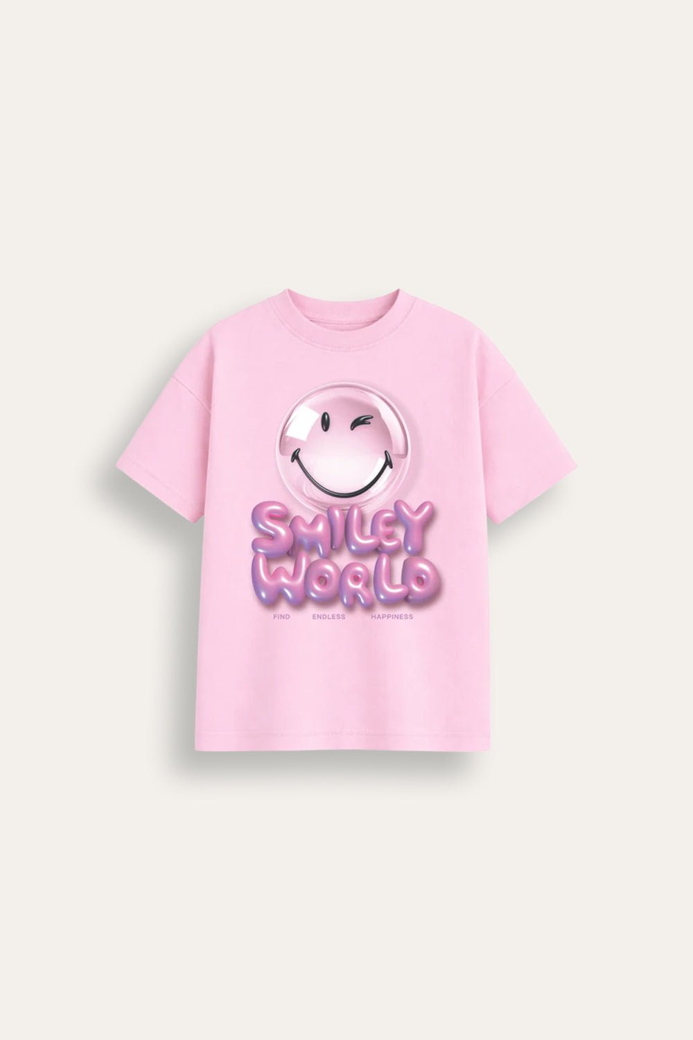 Smiley Girls Pink T-Shirt with Iconic Smiley Face Print