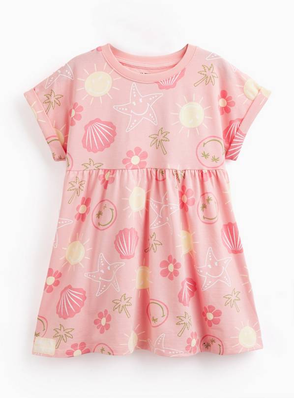 Pink Smiley Print Short Sleeve Dress 1-2 years