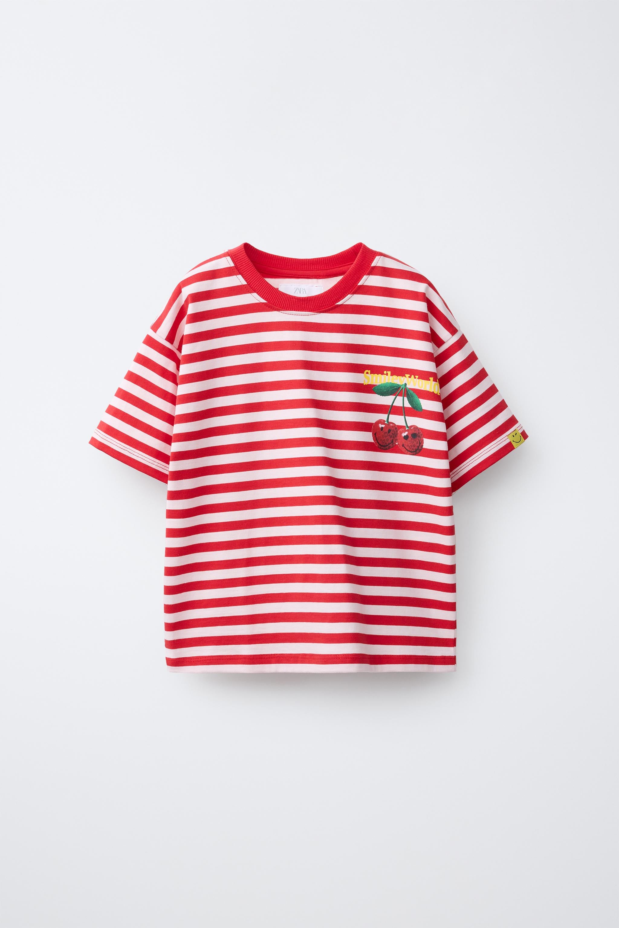 SMILEYWORLD® STRIPED CHERRY PRINT T-SHIRT