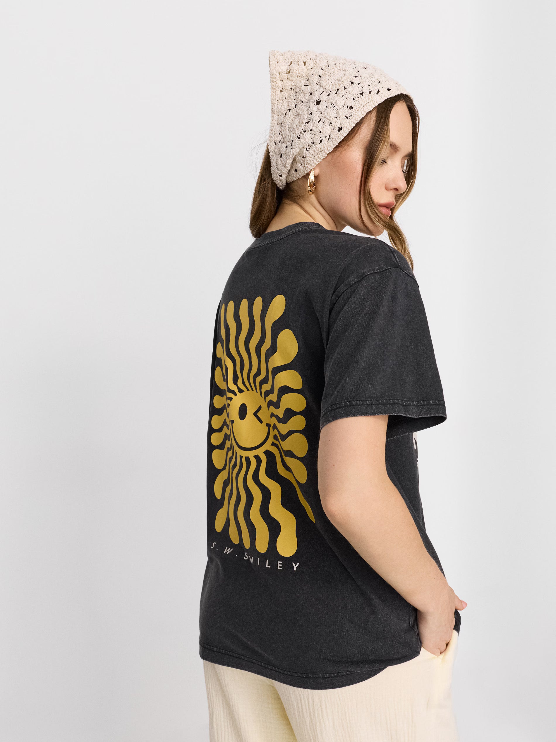Cotton T-shirt with SW Smiley print