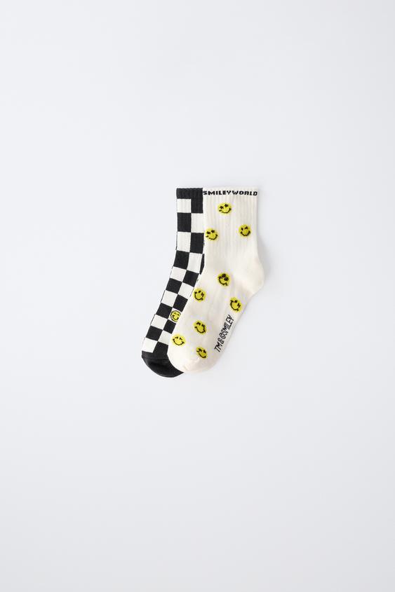 2-PACK OF SMILEYWORLD® CHECK MID-CALF SOCKS