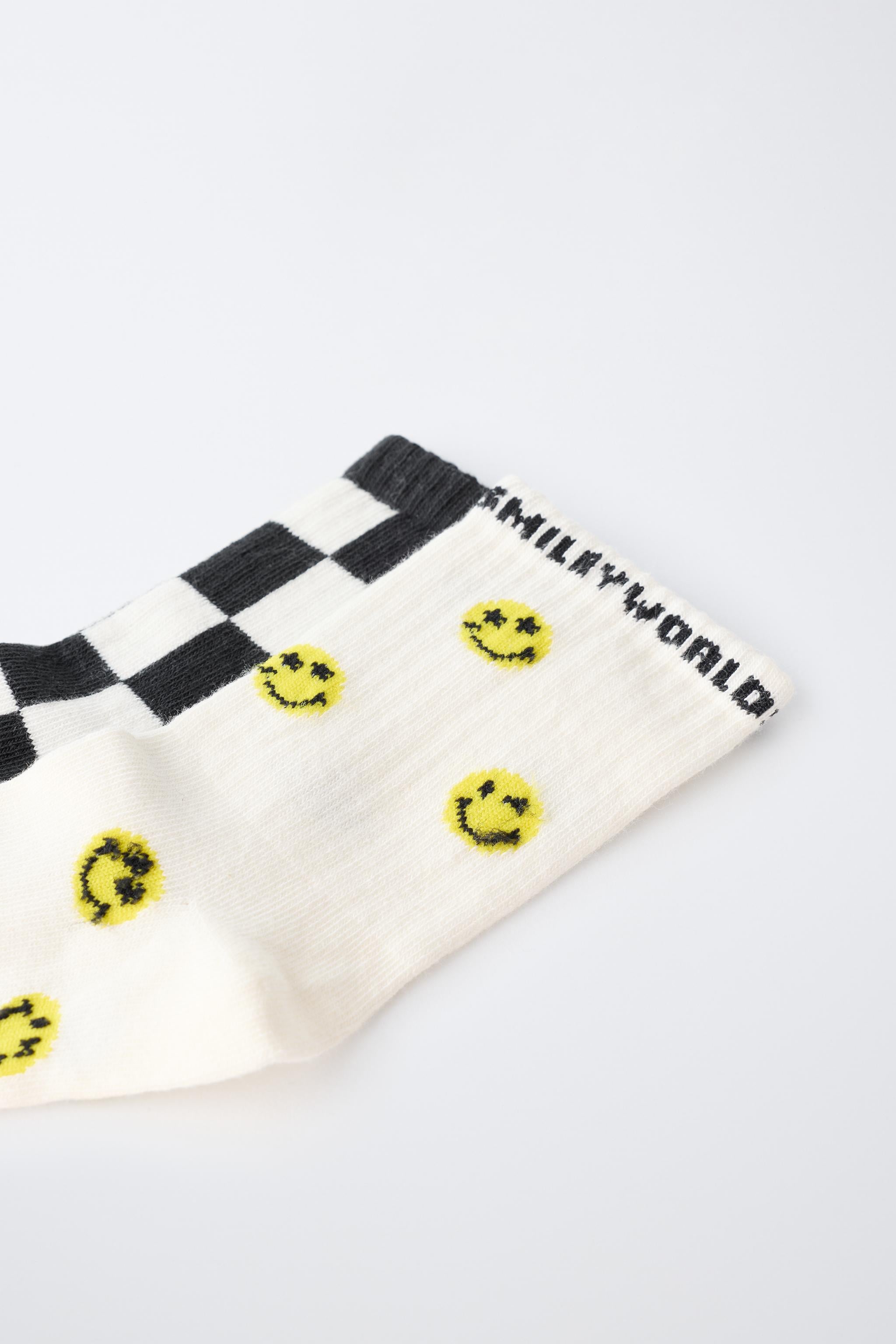 2-PACK OF SMILEYWORLD® CHECK MID-CALF SOCKS