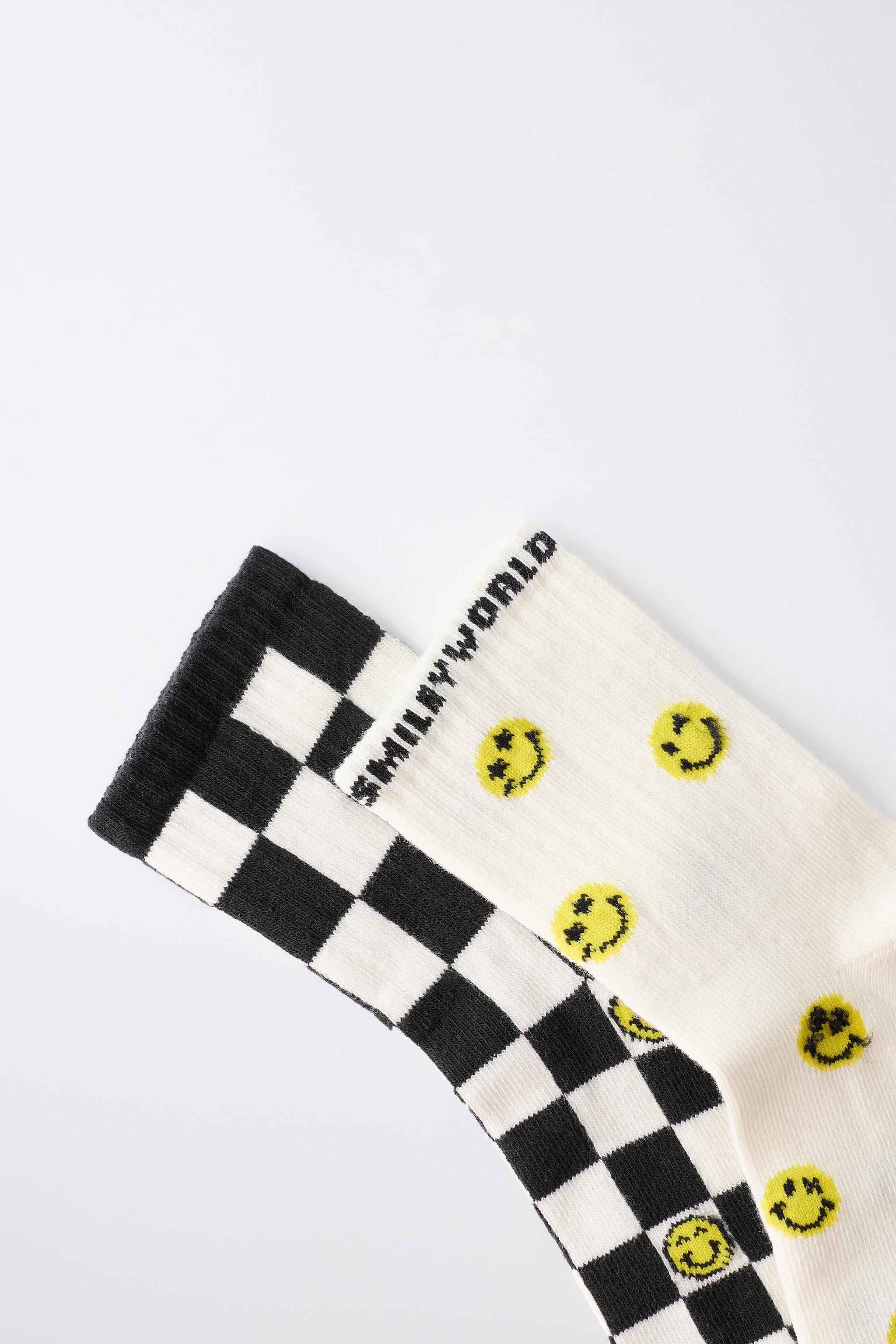 2-PACK OF SMILEYWORLD® CHECK MID-CALF SOCKS