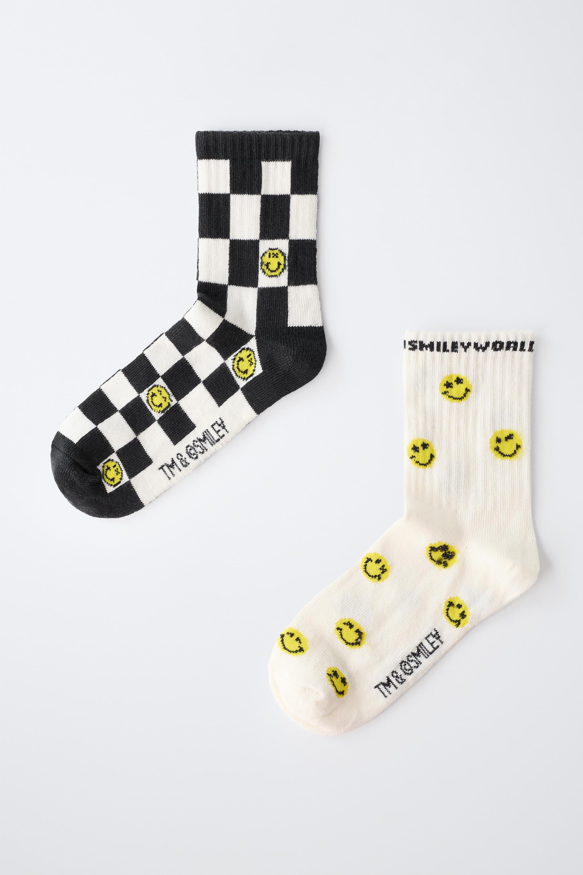 2-PACK OF SMILEYWORLD® CHECK MID-CALF SOCKS