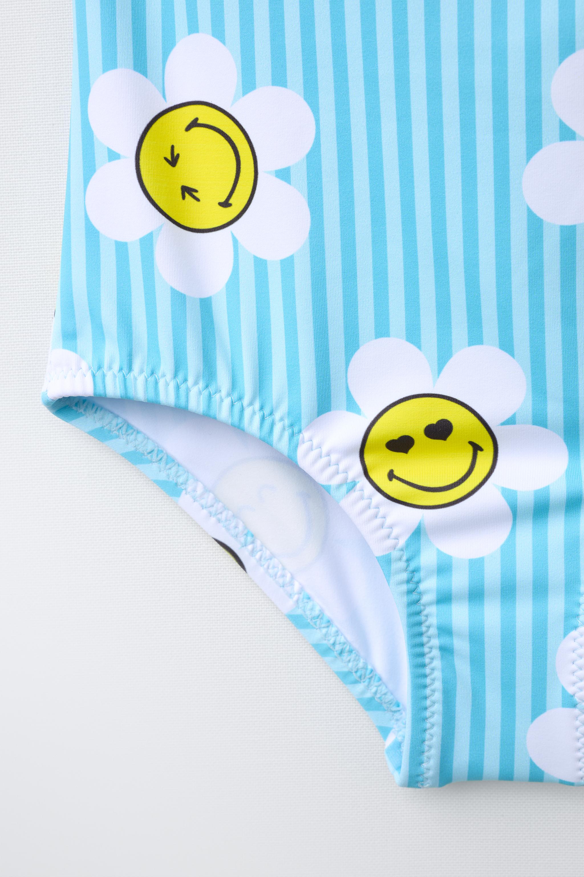 2-6 YEARS/ STRIPED SMILEYWORLD ® SWIMSUIT