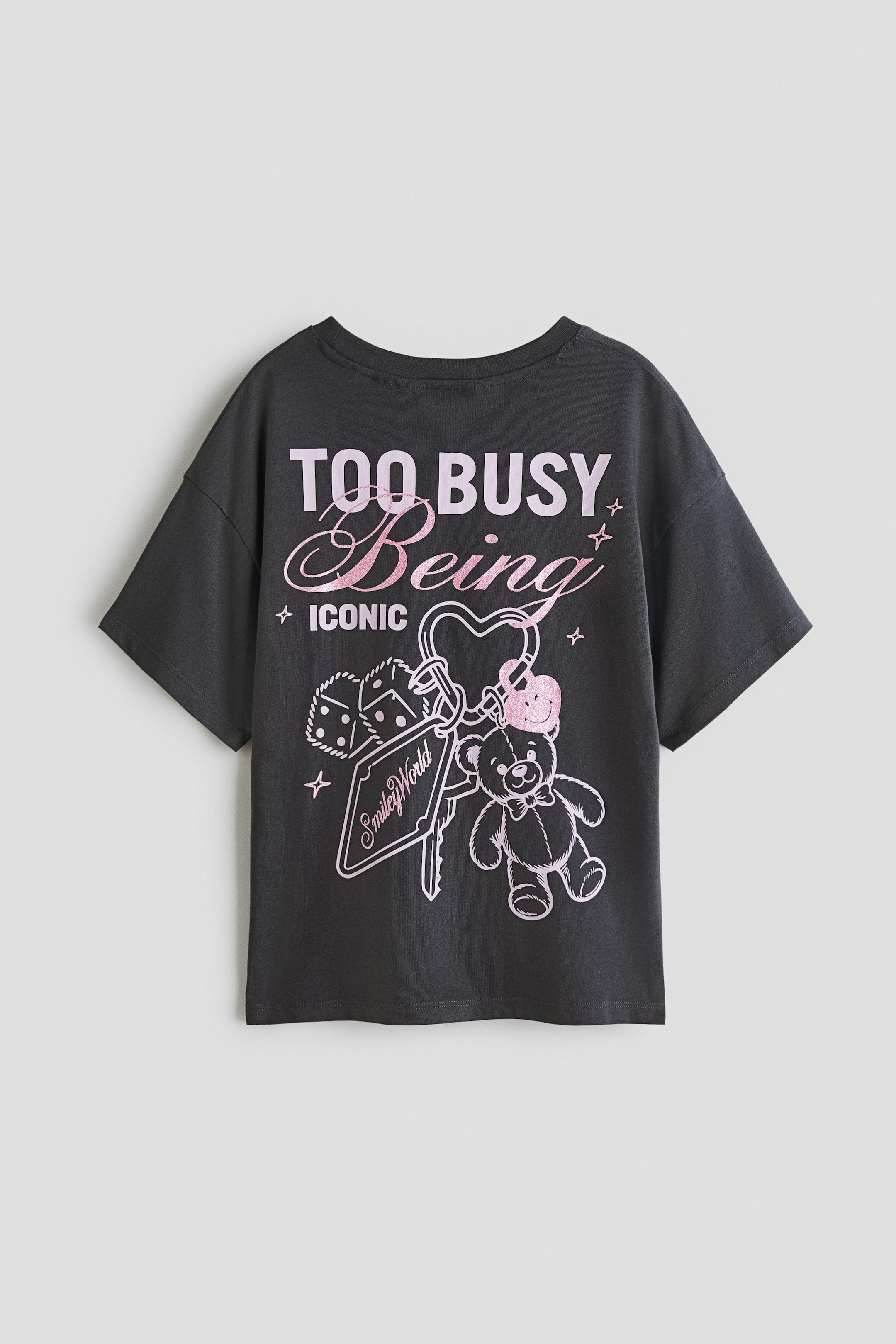 Print-motif cotton T-shirt