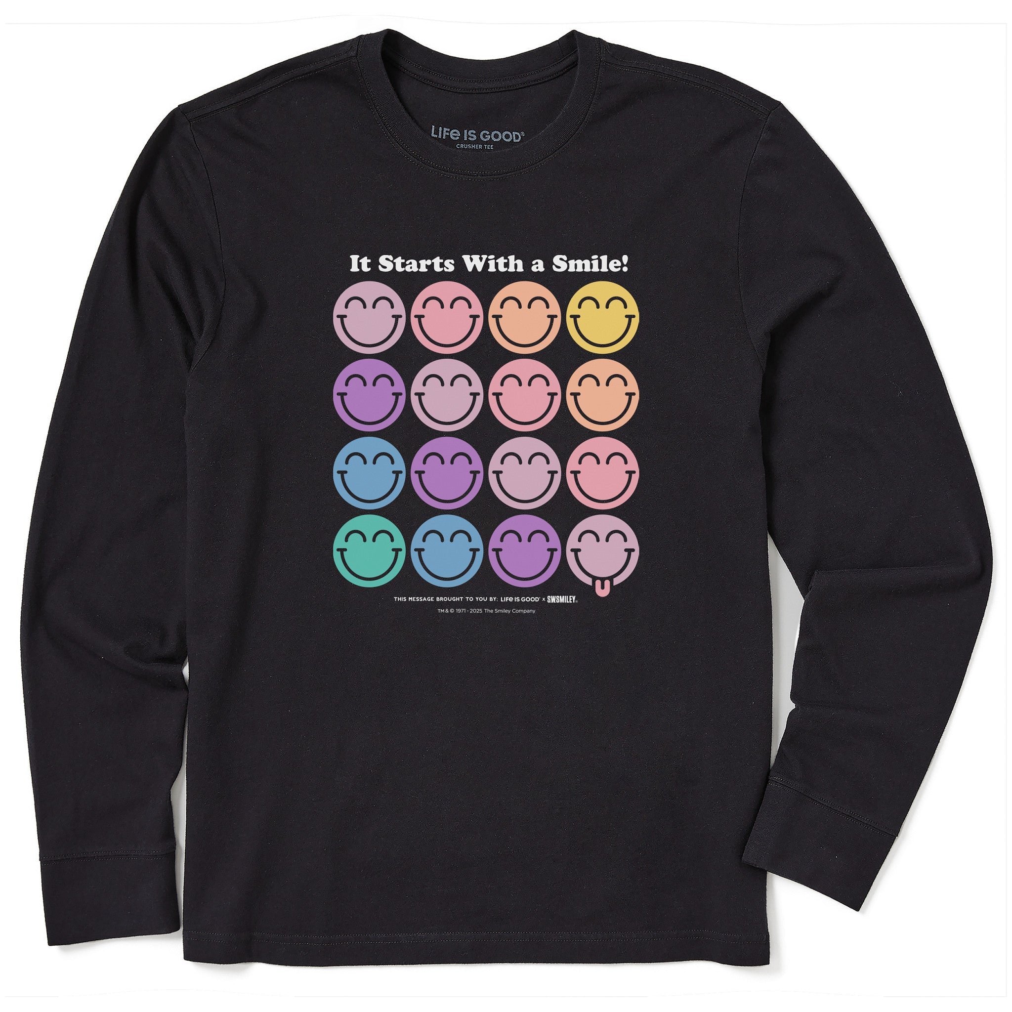 LIG | S.W.Smiley Grid Long Sleeve Crusher Tee