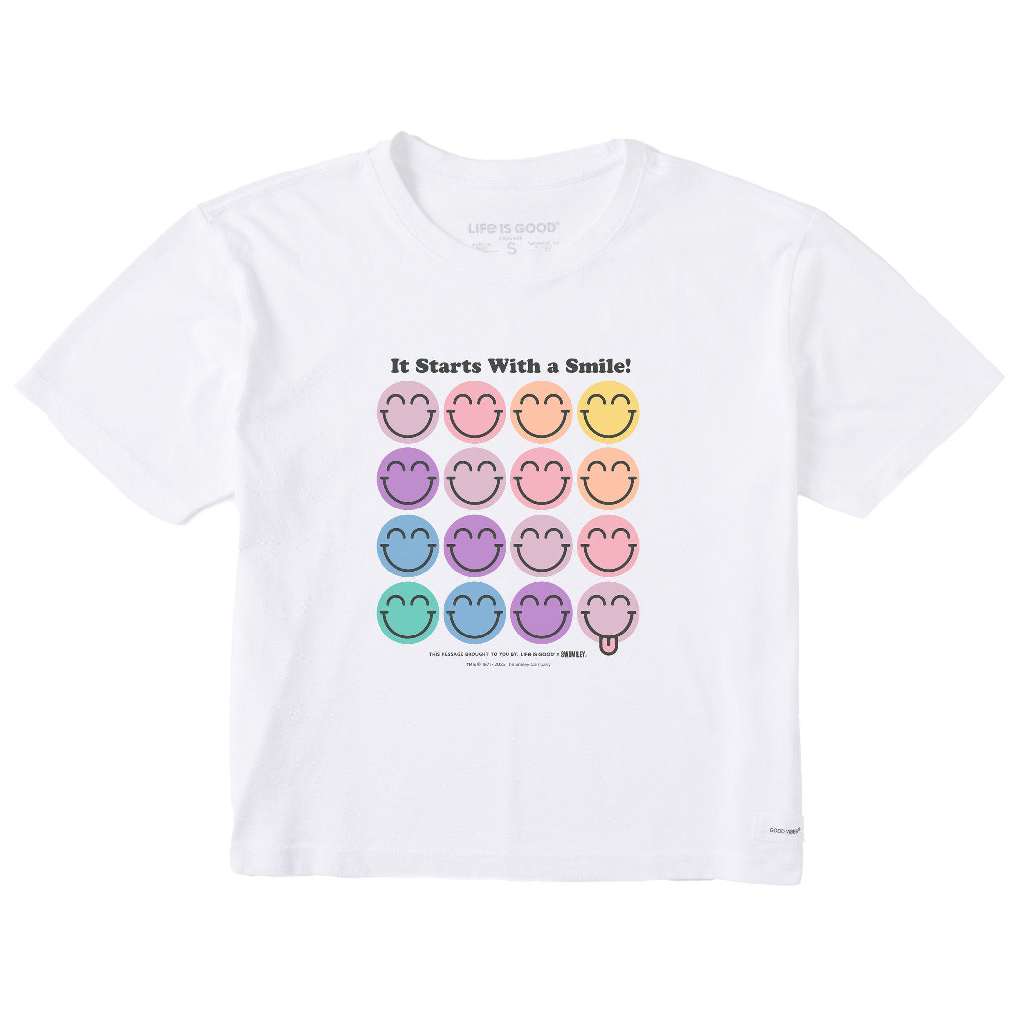 LIG | S.W.Smiley Grid Short Sleeve Crusher Boxy Tee