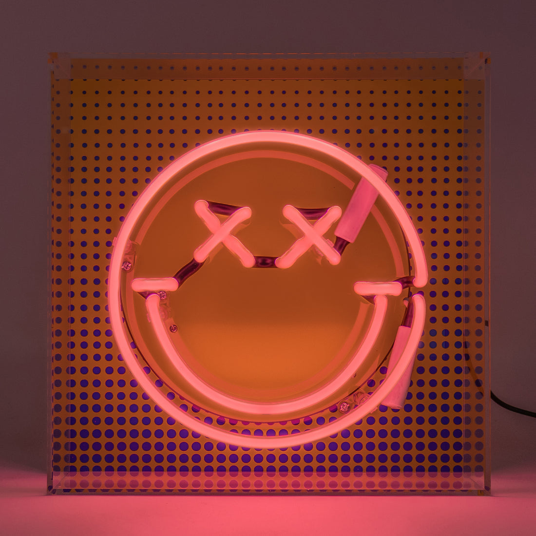 Fun Smile Pink: S.W.Smiley Acrylic Box Glass Neon
