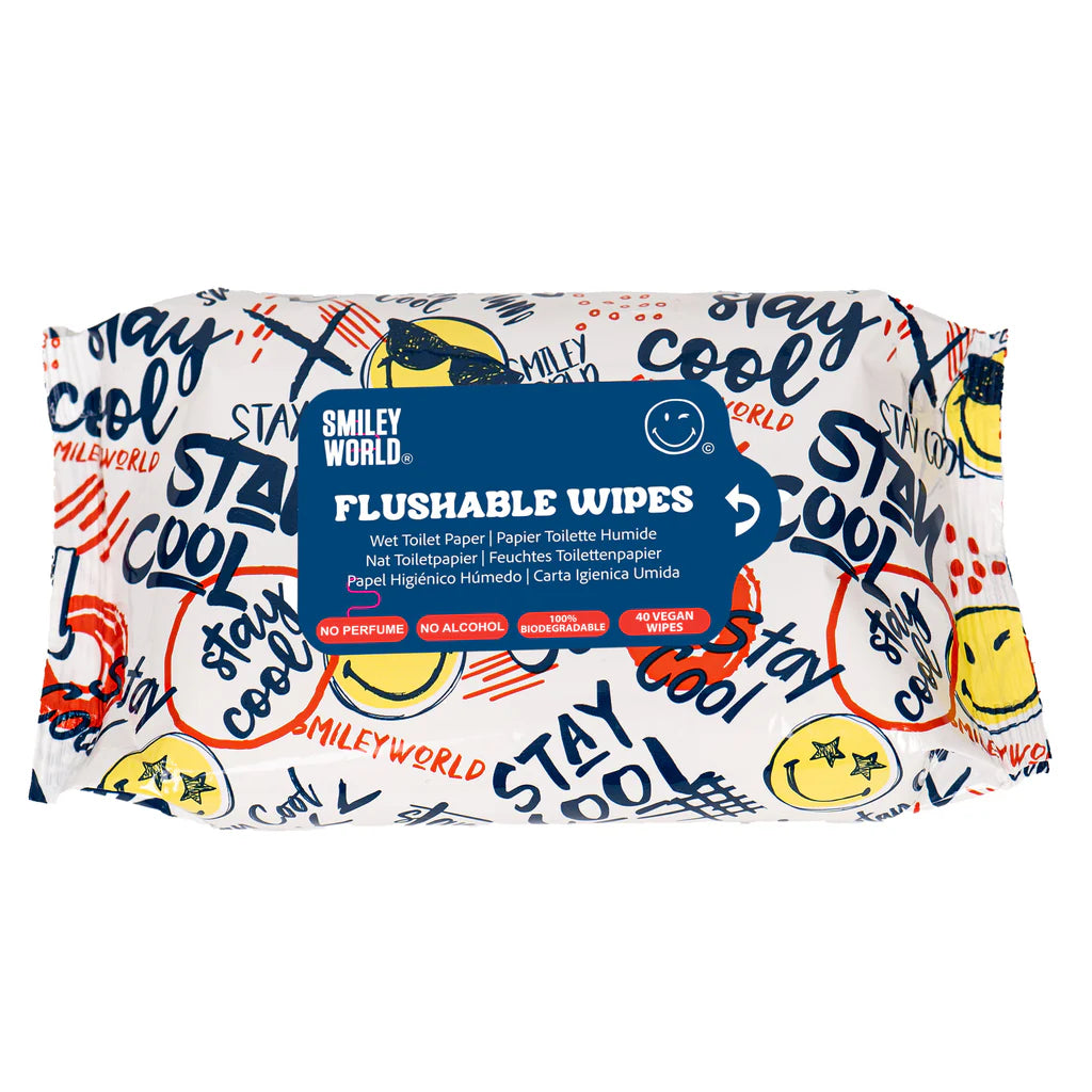 SmileyWorld® Flushable Wet Toilet Wipes – Biodegradable & Vegan