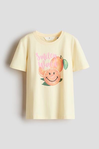 Print-motif cotton T-shirt