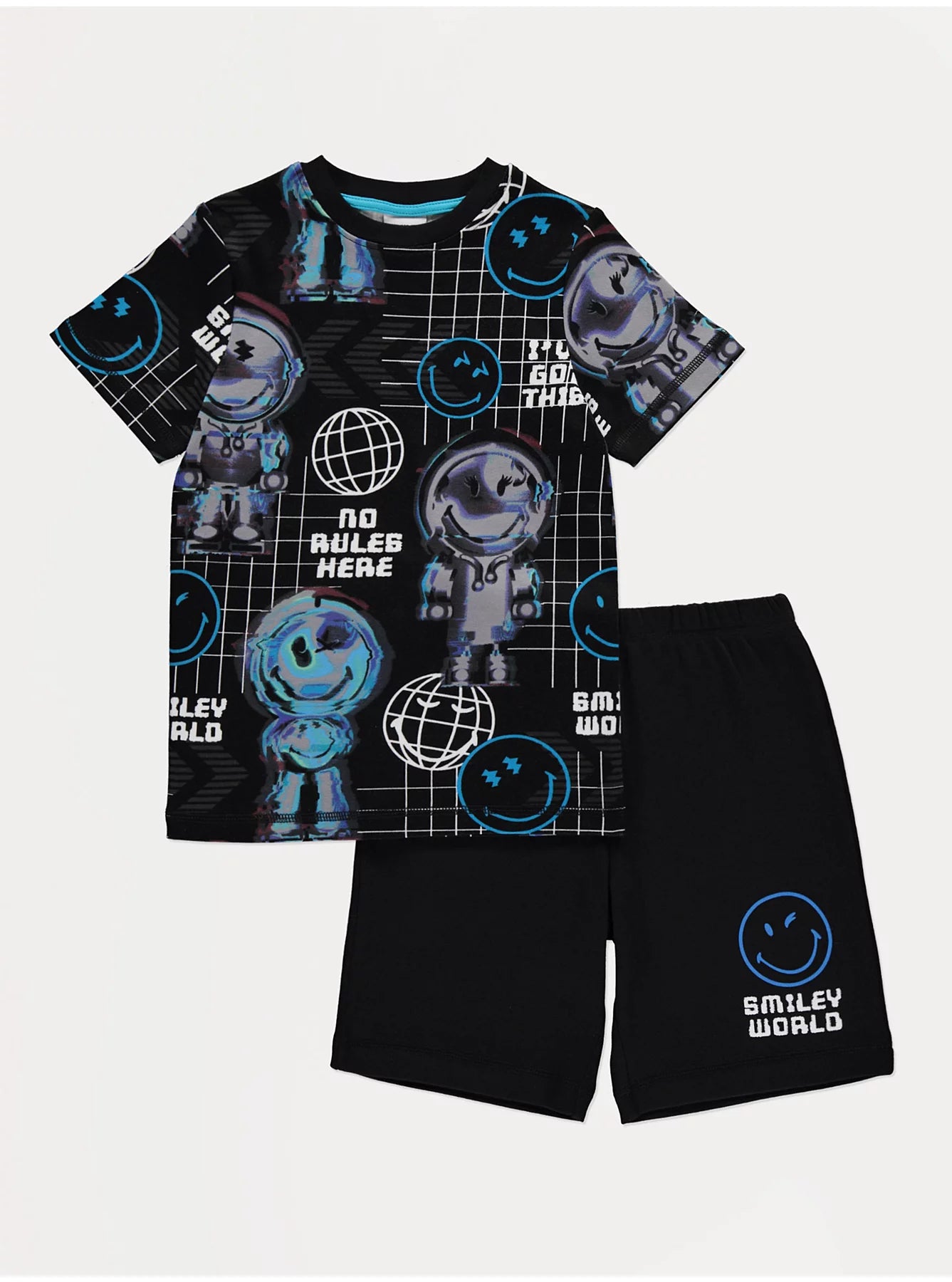 Charcoal SmileyWorld Robot Short Pyjamas