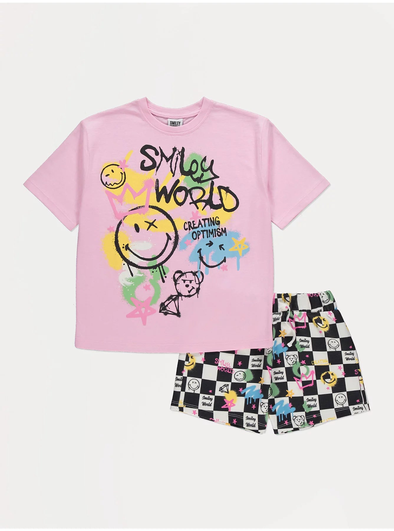 Smiley World Pink T-Shirt and Shorts Outfit