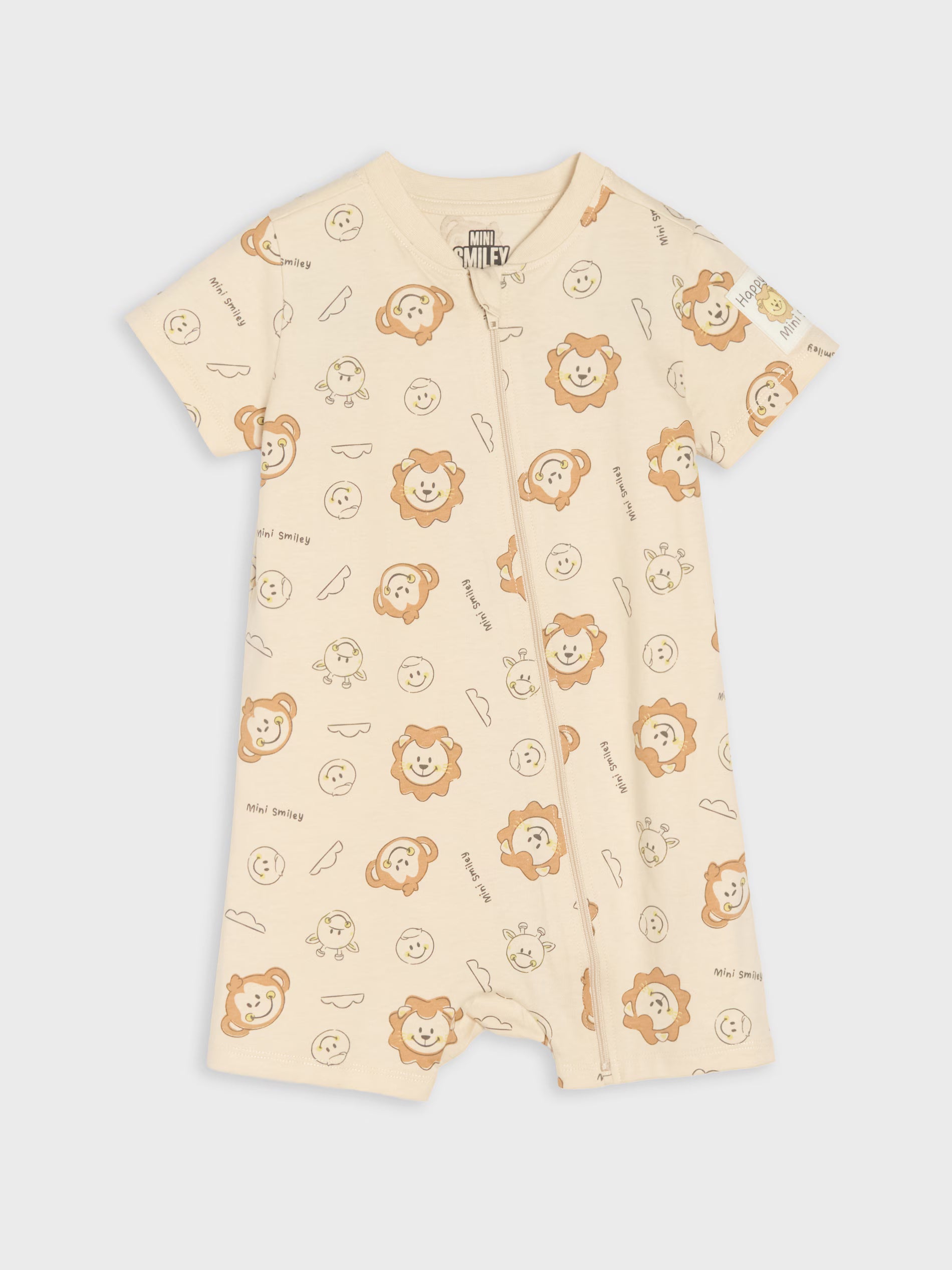 Cotton romper with Mini Smiley print