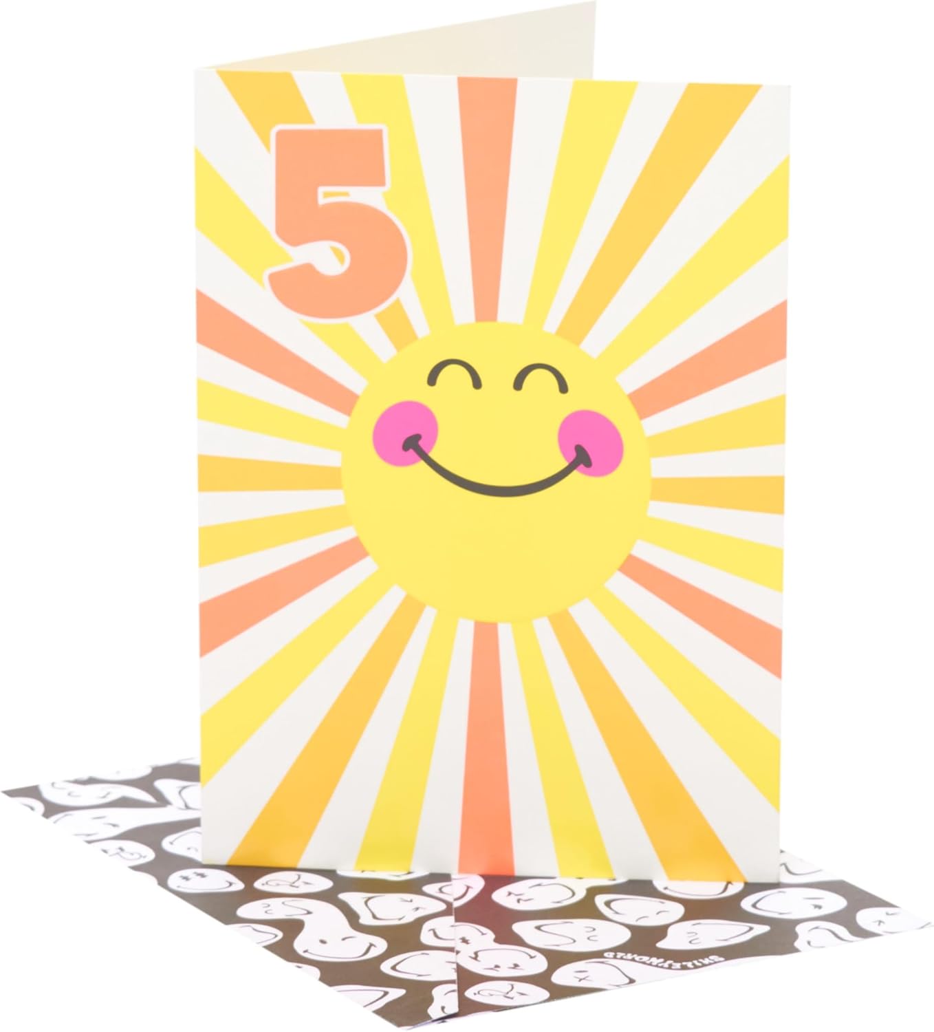 UK Greetings | Smiley World 5th Birthday Card for Boy/Girl | Happy Birthday Gifts | Her/Him | Sunshine Design | With Envelope | 133 x 184 mm