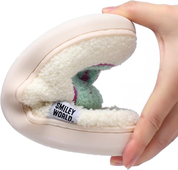 SMILEYWORLD® Womens Mens Smiley Face Slippers丨Comfy Warm Plush Slip On House Shoes丨Retro Funny Happy Smile Soft Memory Foam Slipper Indoor Outdoor