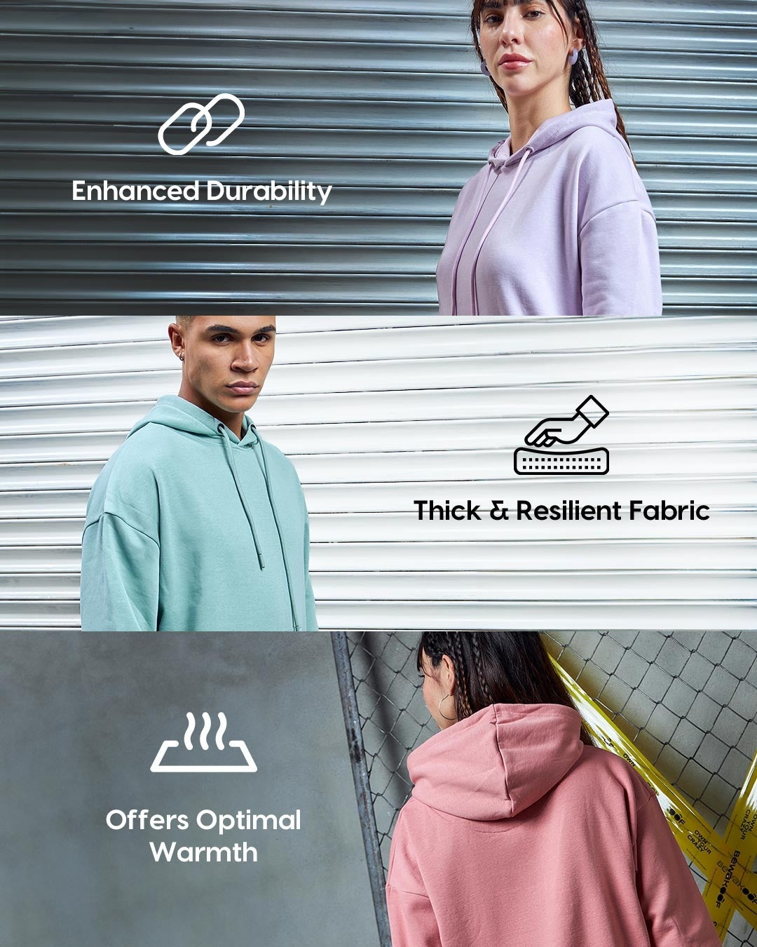 S.W.Smiley Men's Gardenia Rebound Graphic Printed Oversized Hoodies