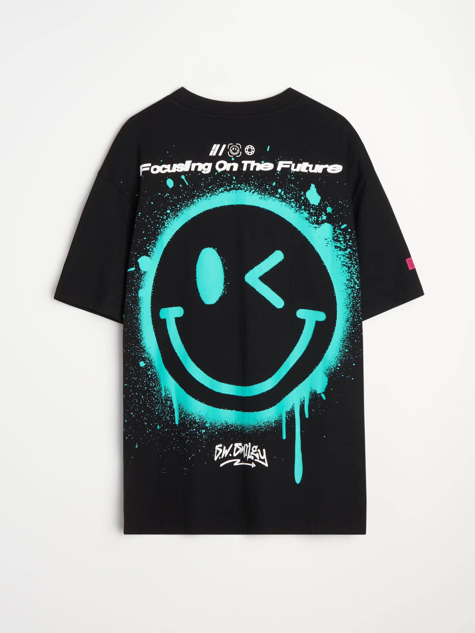 Cotton T-shirt with S.W.Smiley print on the back