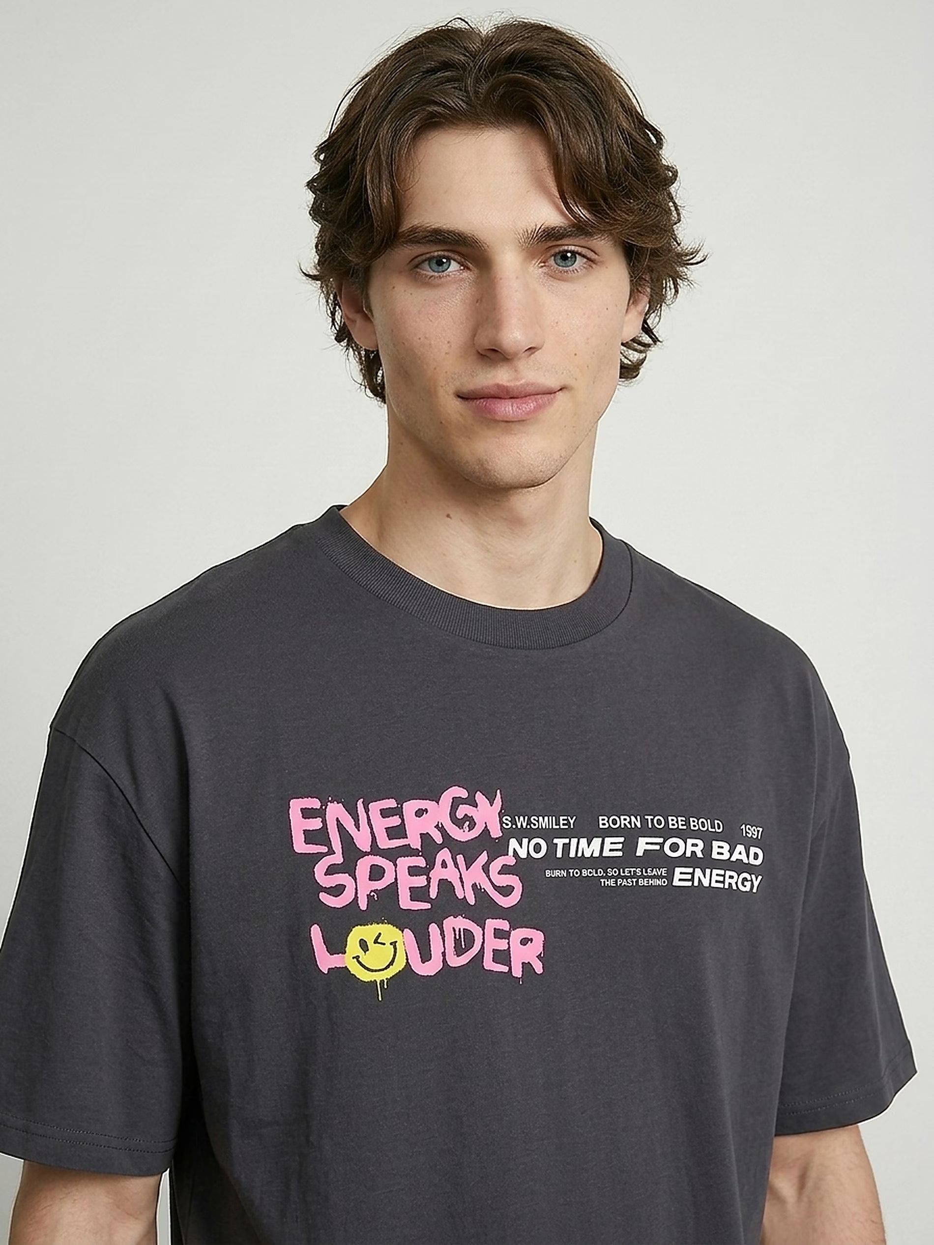 Cotton T-shirt with S.W.Smiley print on the back