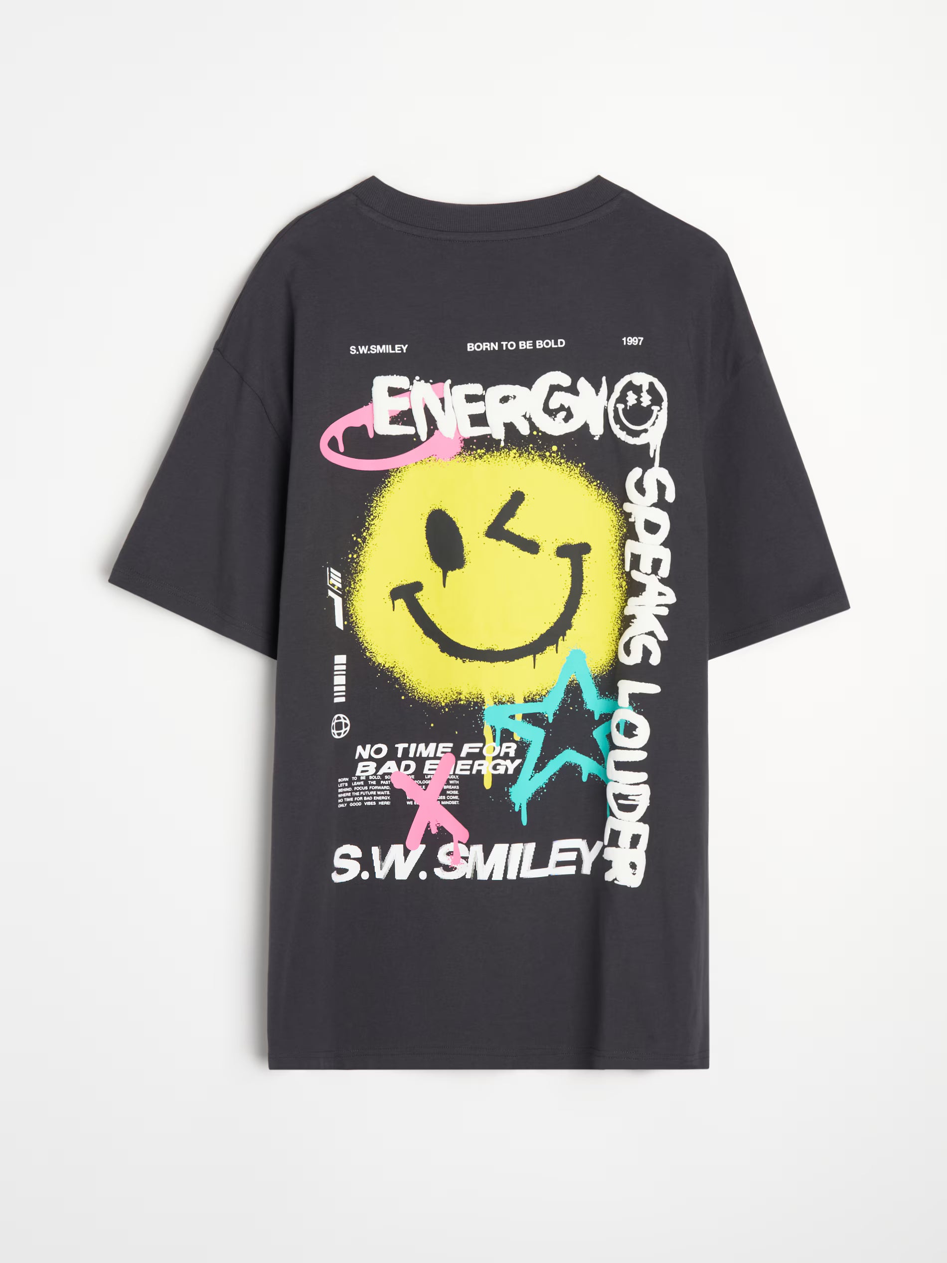 Cotton T-shirt with S.W.Smiley print on the back