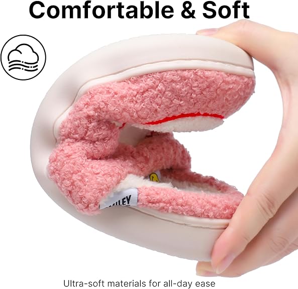 SMILEYWORLD® Kids Slippers丨Boys Girls Smiley Face House Slippers丨Winter Warm Soft Plush Indoor Outdoor Memory Foam Fuzzy Flat Slides丨Comfy Slip-on Shoes