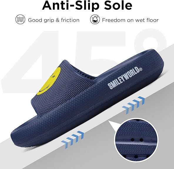 SmileyWorld® Cloud Slides for Women and Men Smiley Face Pillow Slippers Non Slip Quick Drying Shower Shoes EVA Flat Sandals