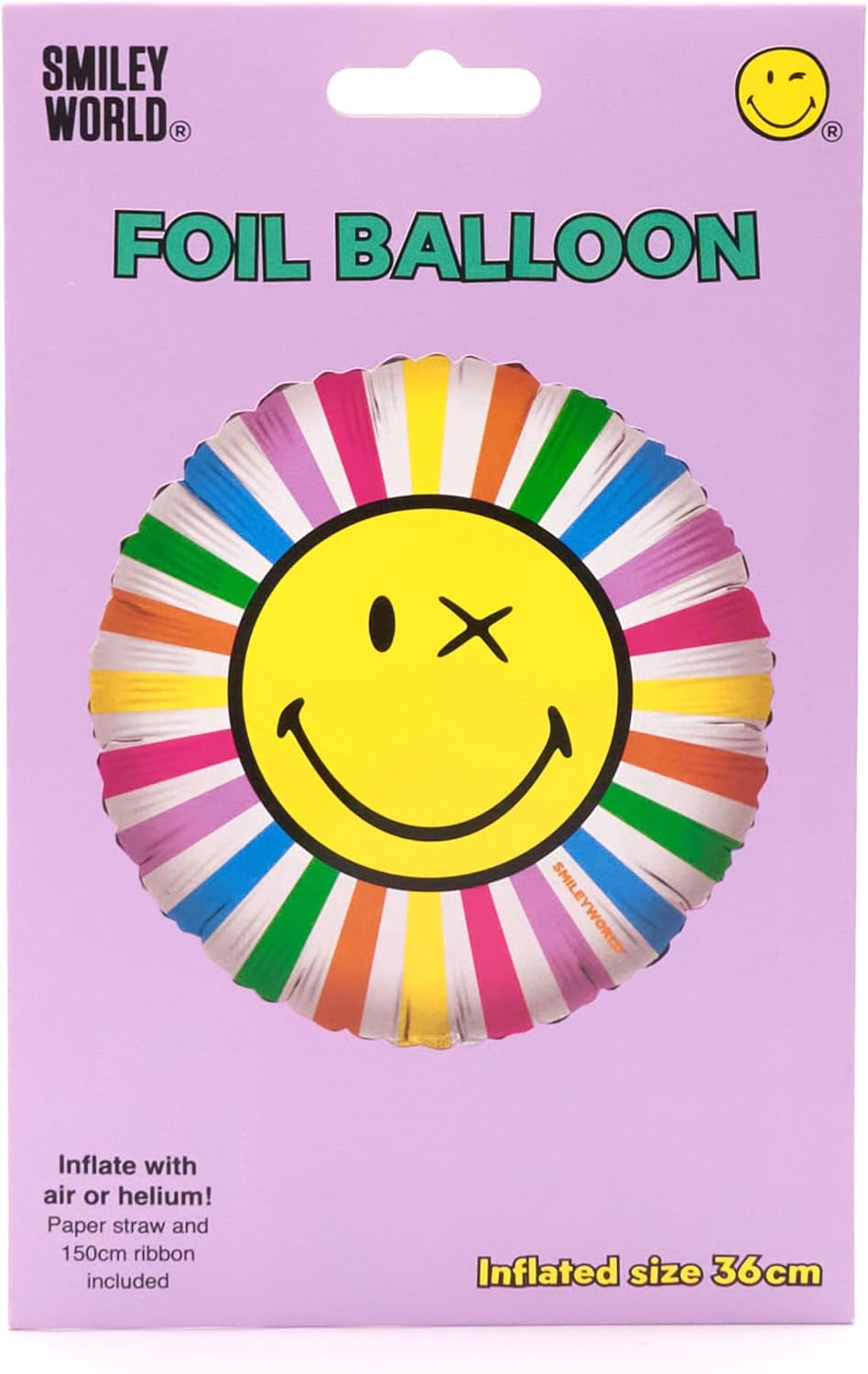 UK Greetings | Smiley World Balloon | Him/Her/Friend | Happy Birthday Gifts | Smiley Design | Balloon 36cm with 150cm of Ribbon