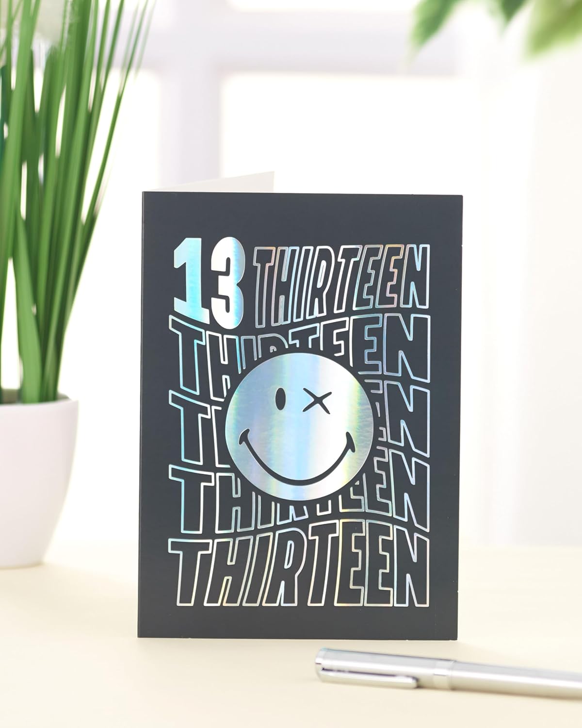 UK Greetings | Smiley World 13th Birthday Card for Him | Happy Birthday Gifts | Him, Boys, Men | Silver Foil Design | With Envelope | 133 x 184 mm