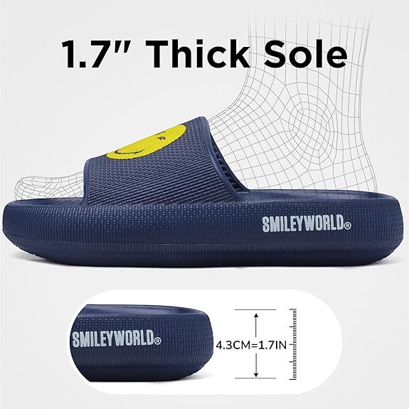 SmileyWorld® Cloud Slides for Women and Men Smiley Face Pillow Slippers Non Slip Quick Drying Shower Shoes EVA Flat Sandals