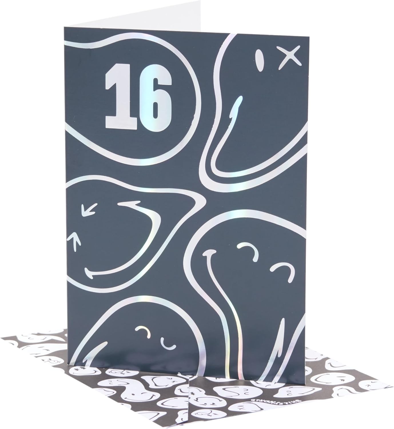 UK Greetings | Smiley World 16th Birthday Card | Happy Birthday Gifts | Him, Boys, Men | Silver Foil Design | With Envelope | 13.3x18.4cm