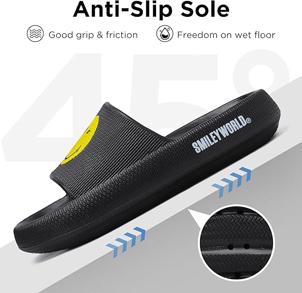 SmileyWorld® Cloud Slides for Women and Men Smiley Face Pillow Slippers Non Slip Quick Drying Shower Shoes EVA Flat Sandals