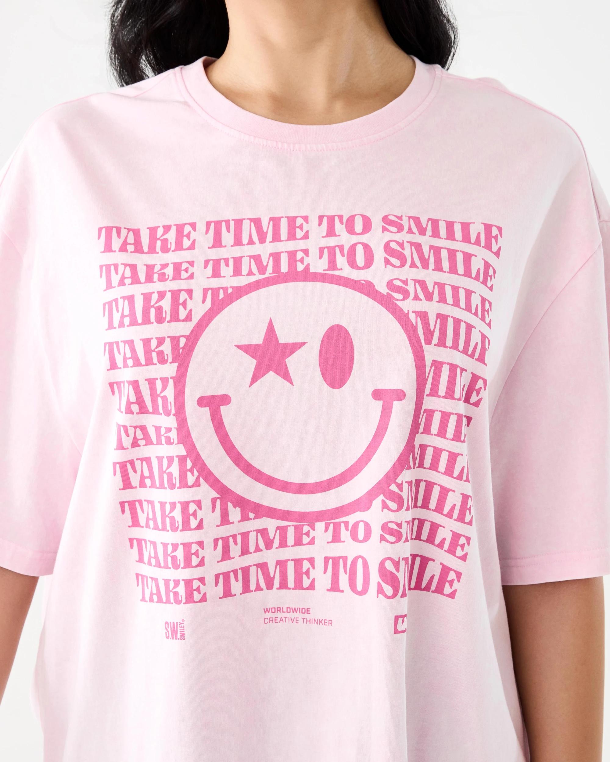 S.W.Smiley License Short Sleeve Oversized Chopped T-shirt