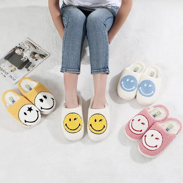 SMILEYWORLD® Women's Slippers Soft Fluffy Memory Foam Mens Indoor House Shoes