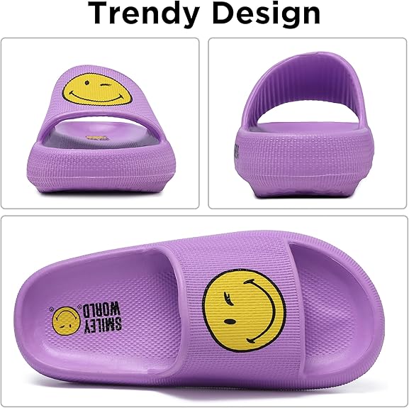 SmileyWorld® Cloud Slides for Women and Men Smiley Face Pillow Slippers Non Slip Quick Drying Shower Shoes EVA Flat Sandals