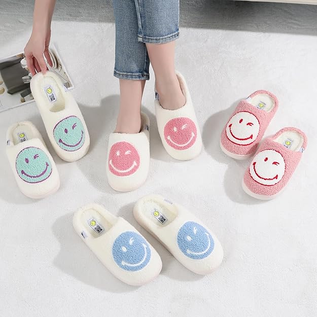 SMILEYWORLD® Women's Slippers Soft Fluffy Memory Foam Mens Indoor House Shoes