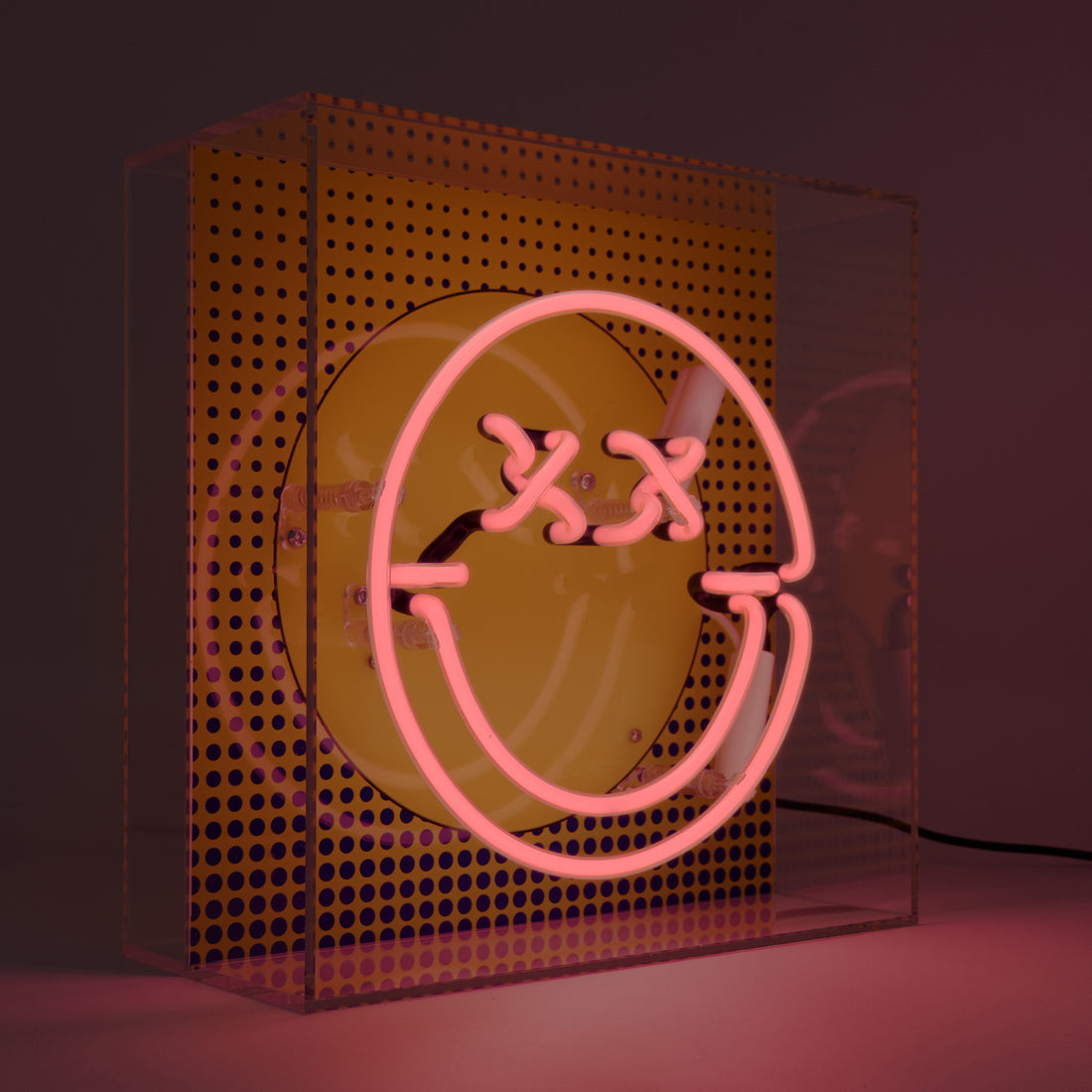 Fun Smile Pink: S.W.Smiley Acrylic Box Glass Neon