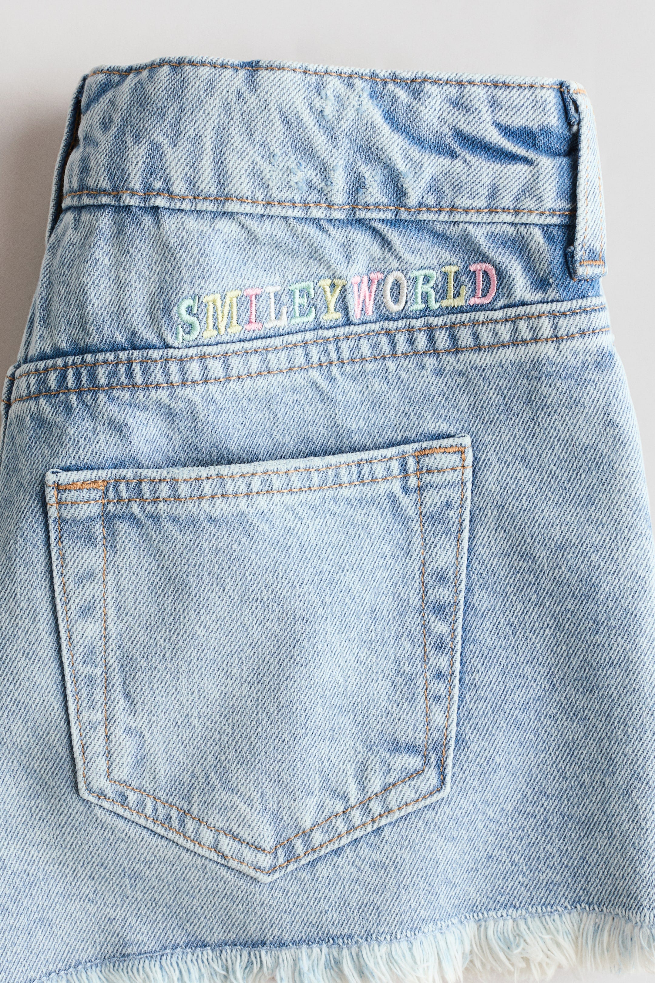 Embroidery-detail denim shorts