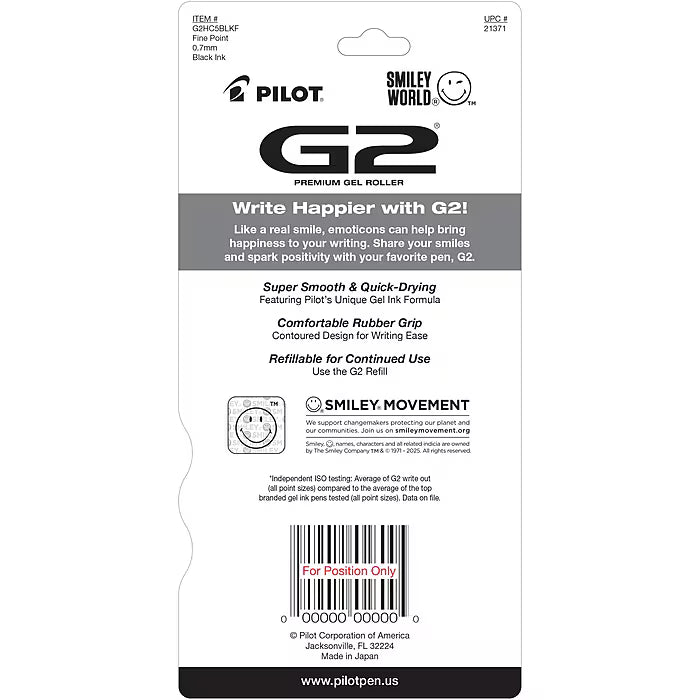 Pilot G2 SmileyWorld® Retractable Gel Pen